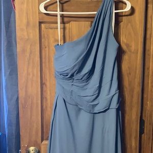 David’s bridal long blue chiffon